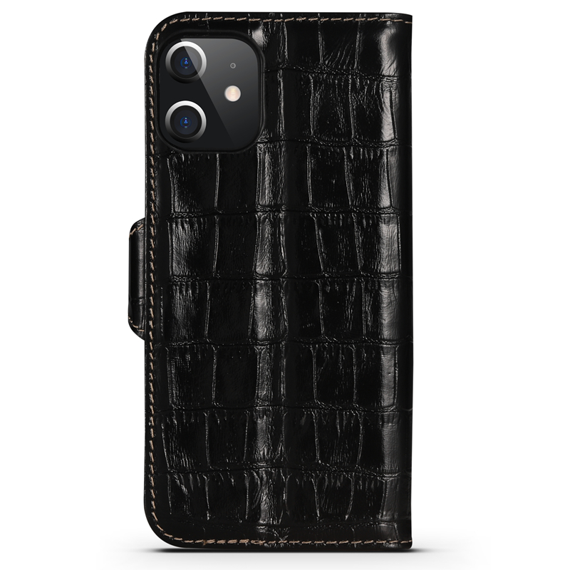 Genuine Leather Card Holder iPhone 12 Pro Max Case Crocodile Pattern