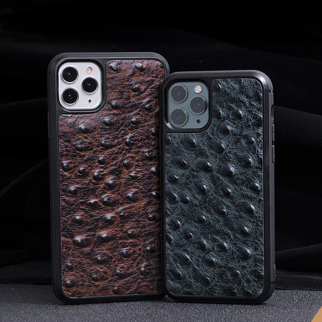 Genuine Ostrich Skin Leather iPhone 12 Pro Max Case