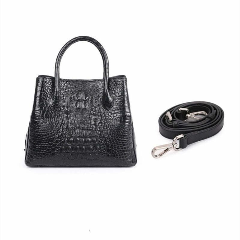 Womens Crocodile Skin Hornback Handbag Tote Zippers Bag