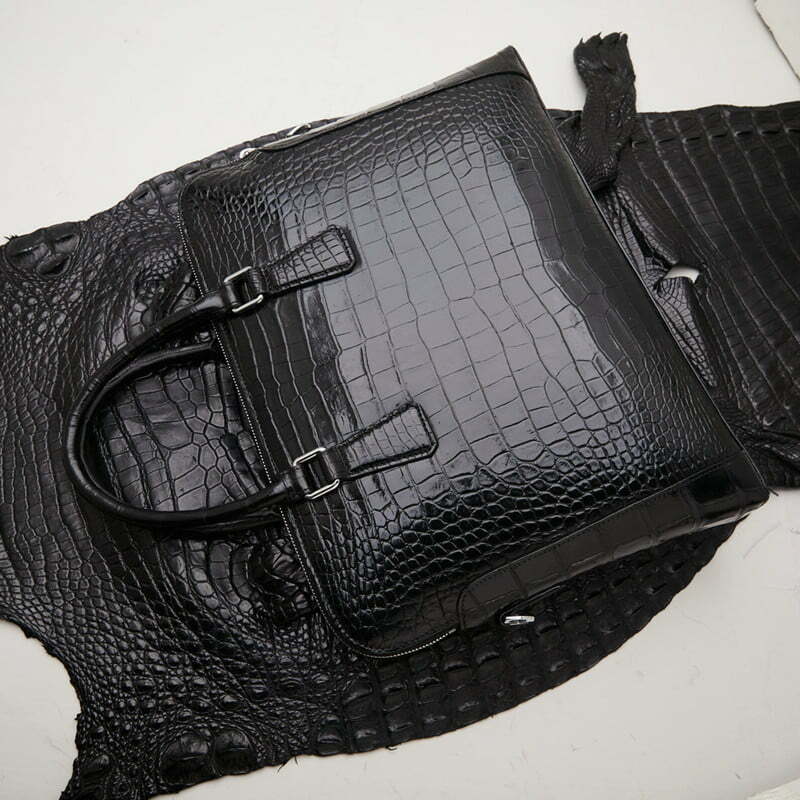 Mens Crocodile Skin Leather Briefcase