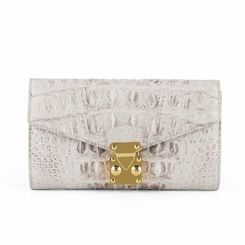 Crocodile Leather Women Wallet Fashion Purse White