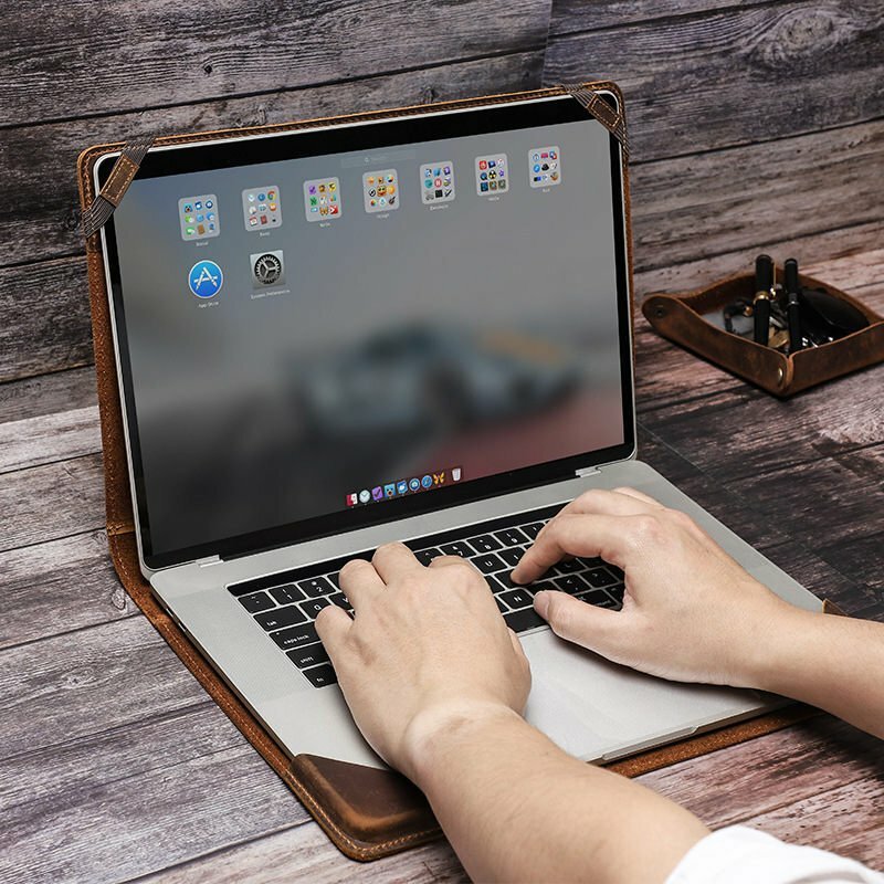 Retro Leather Laptop Sleeve Case for Macbook Pro 15.4