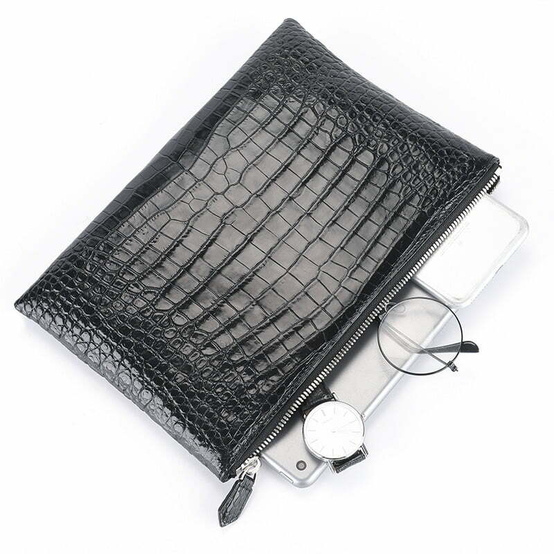 Men's Genuine Crocodile Skin Leather Pouch Clutch Bag