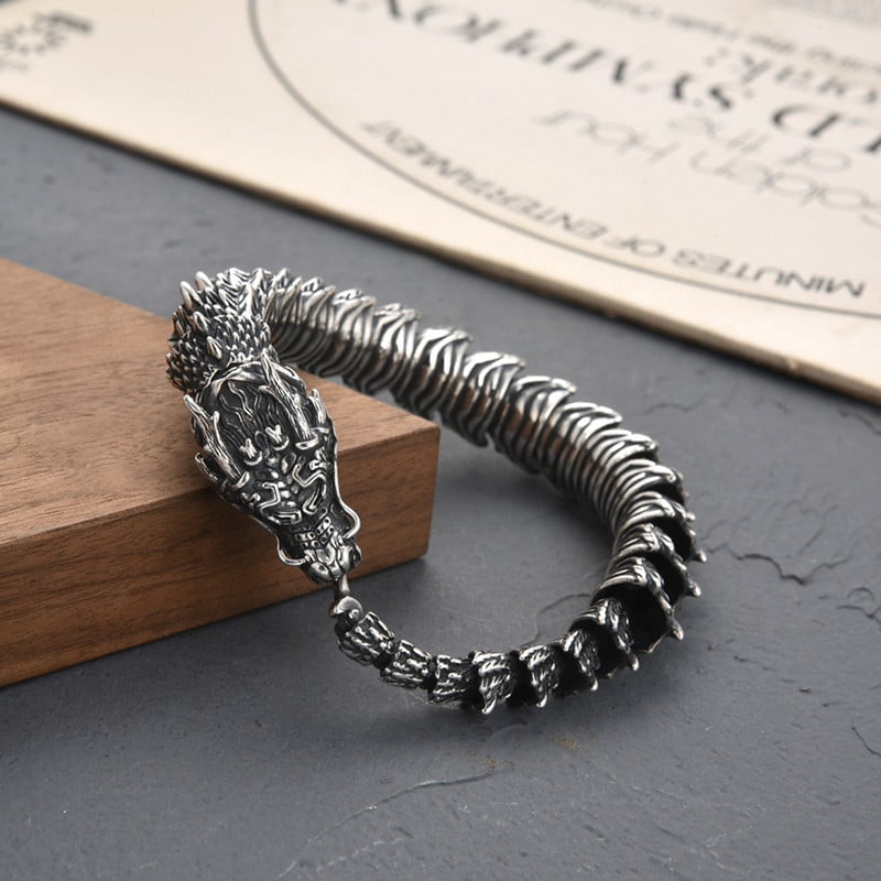Buy Men Sterling Silver Bracelet men Dragon Bracelet Silver 8.5 Inches  62.35 Grams at Amazon.in