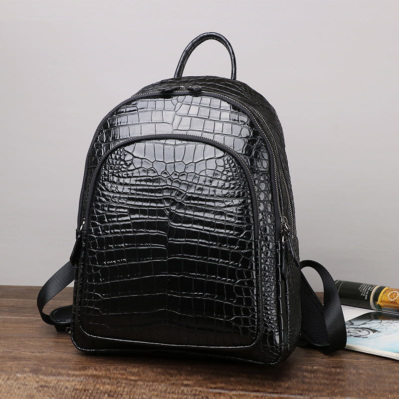 Exotic Genuine True Crocodile Skin Men's Top-handle Backpack